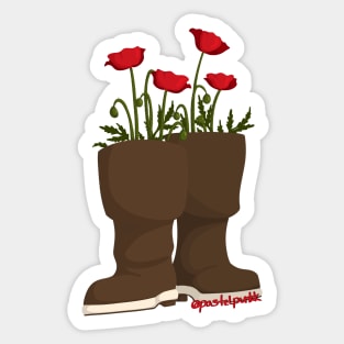 Poppies and Rain Boots Sticker